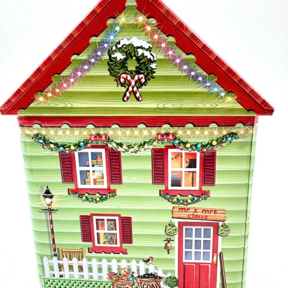 Harry London Christmas Santa's House 3D Tin Canister Empty - Picture 3 of 10